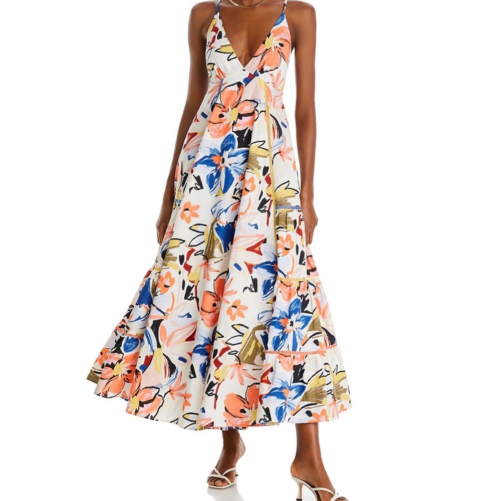 Aqua Multicolor Floral Maxi Dress